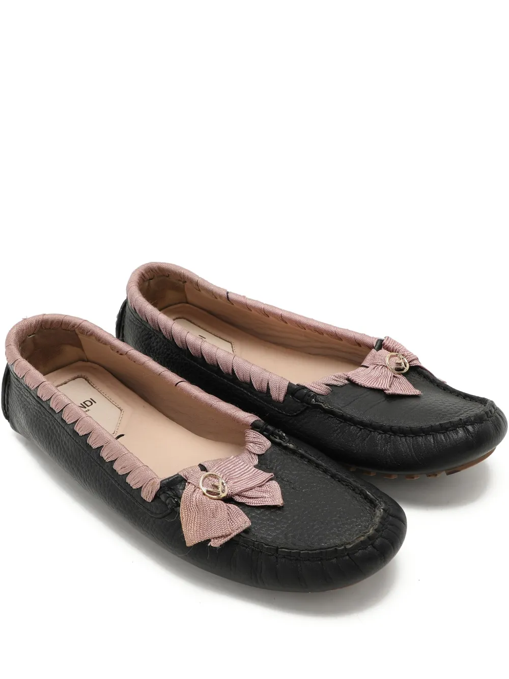 Fendi Pre-Owned Loafer mit Schleife - Schwarz