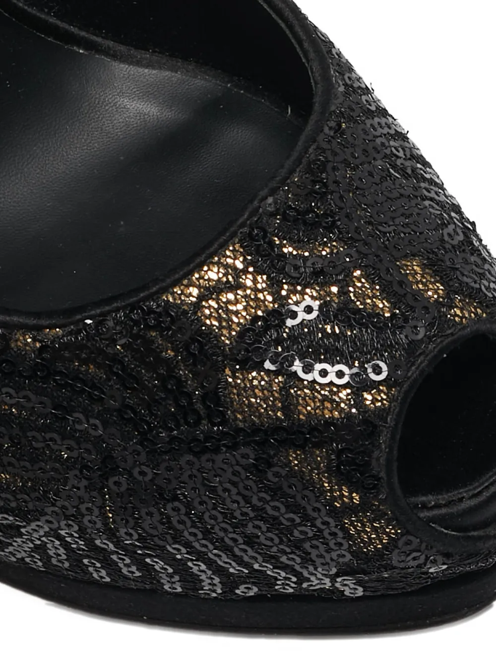 GIUSEPPE ZANOTTI VINTAGE Pre-owned 150mm Sequins Lace Pumps In Black