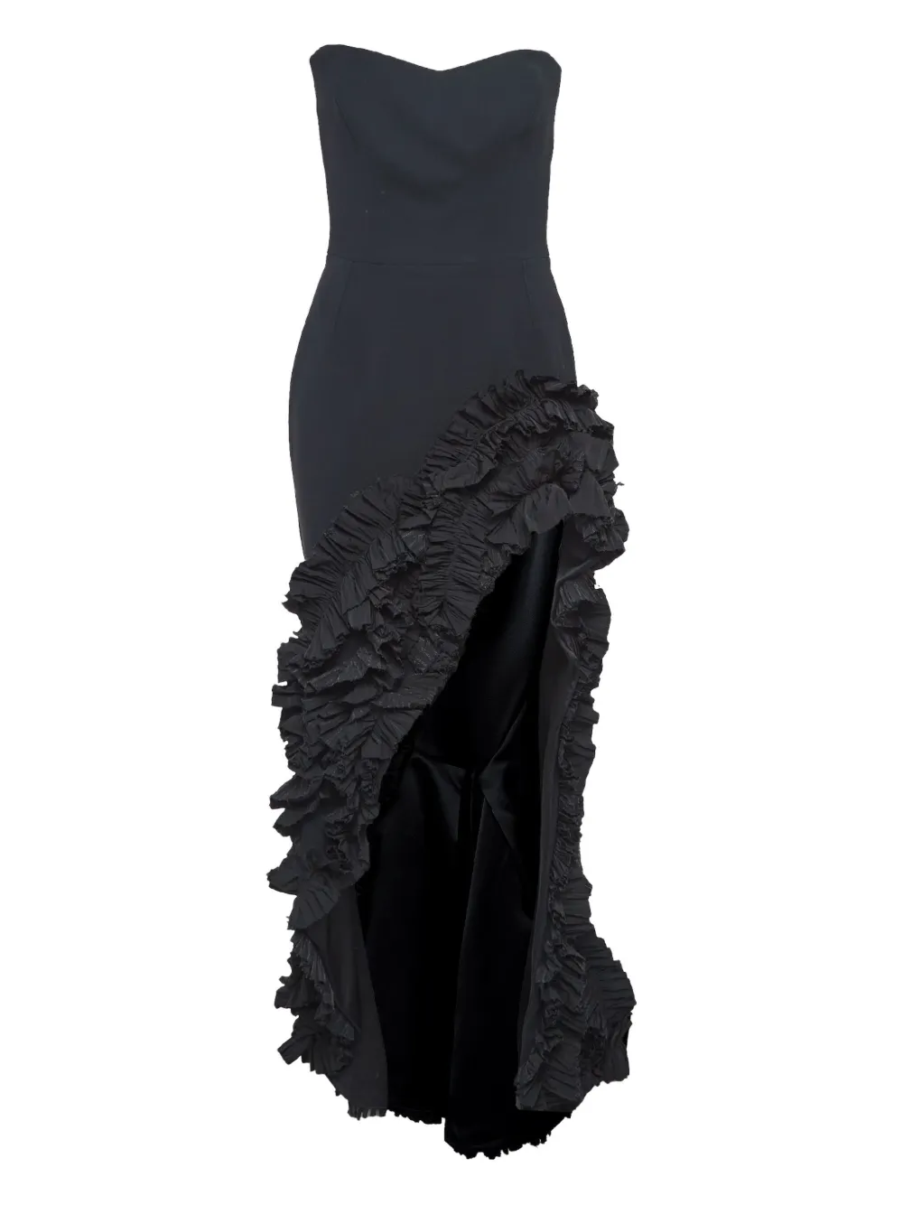 Pre-owned Maticevski Ruffled Asymmetric Hem Dress In Black