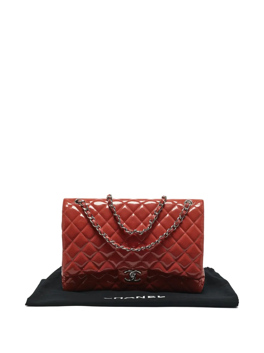 Pre-owned Chanel Classic Double Flap Leather Bag In Red