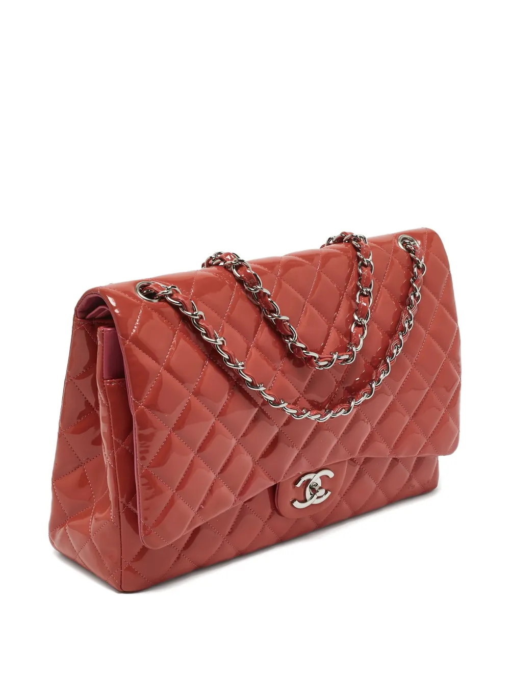 Pre-owned Chanel Classic Double Flap Leather Bag In Red