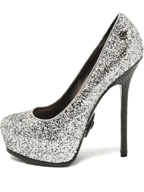 Philipp Plein glitter snakeskin pumps