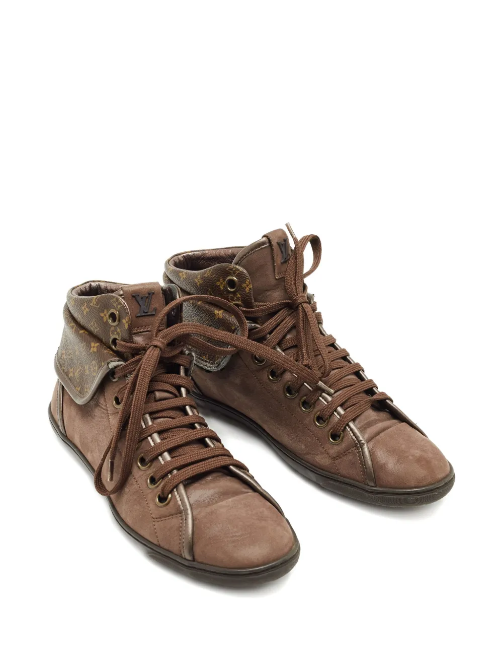 Pre-owned Louis Vuitton Brea High-top Sneakers In Brown