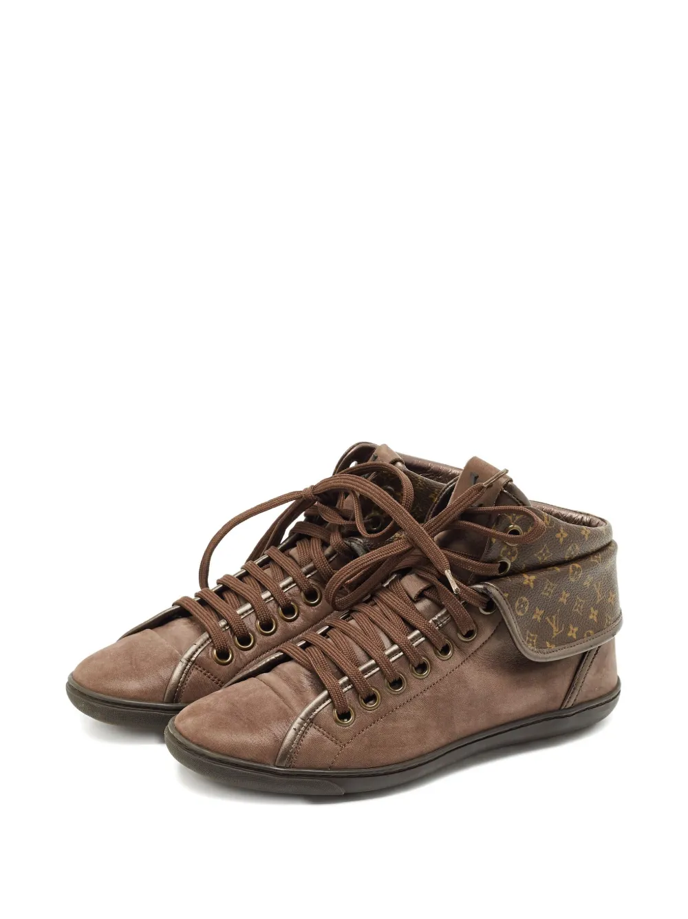 Pre-owned Louis Vuitton Brea High-top Sneakers In Brown