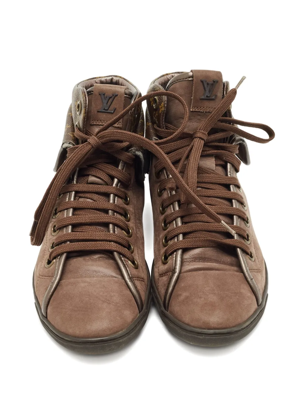 Pre-owned Louis Vuitton Brea High-top Sneakers In Brown