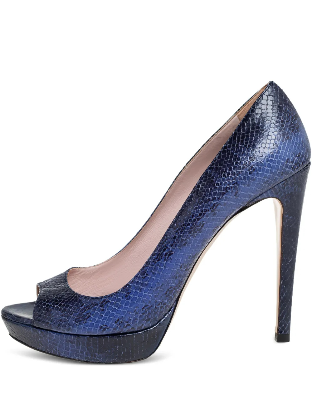 Miu Miu Pre-Owned 125mm python-skin peep-toe pumps | Blue | Image 1