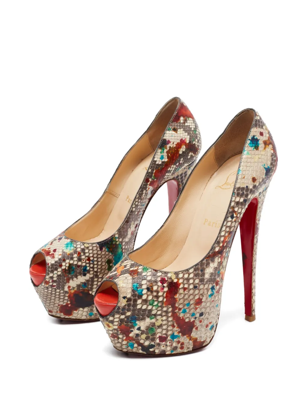 Christian Louboutin Pre-Owned 155mm python-embossed platform pumps | Image 2