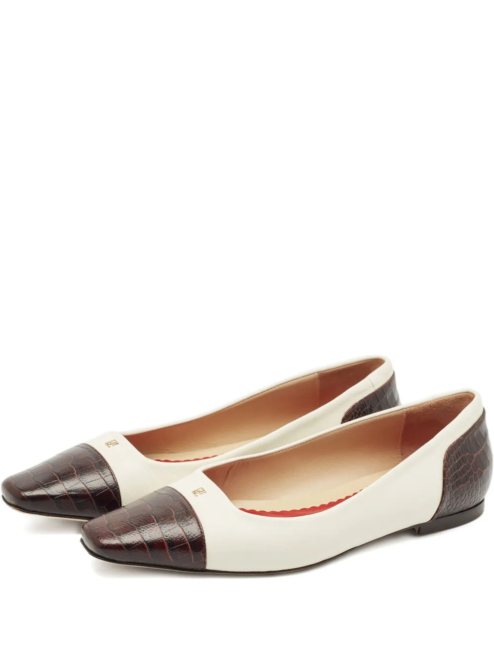 Carolina Herrera Vintage Ballerinas mit Einsätzen - Weiß