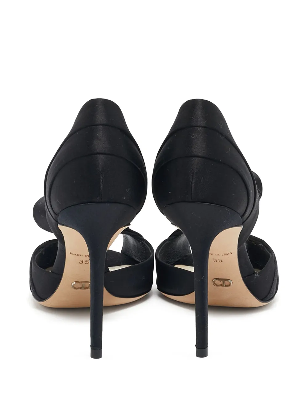 Christian Dior Pre-Owned 100 mm satijnen pumps met strikdetail - Zwart