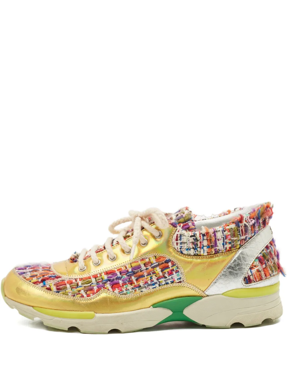 CHANEL Pre-Owned Tweed-Sneakers mit Einsätzen - Gelb