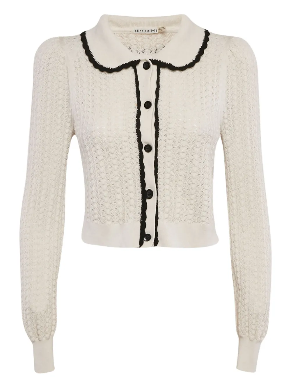 Pre-owned Alice And Olivia Crochet Button Cardigan In Neutral