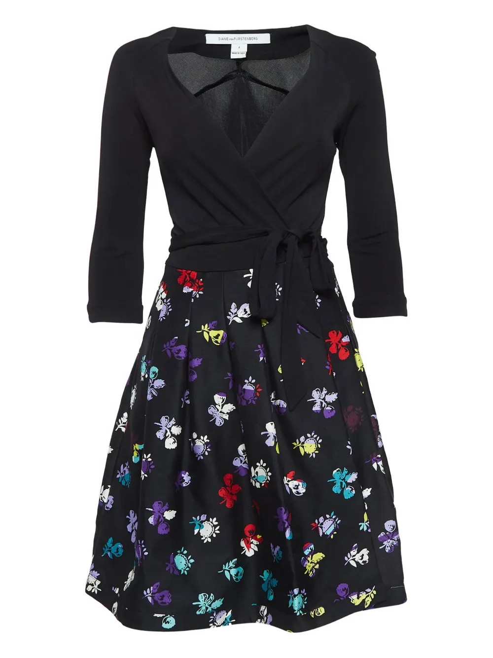 Diane Von Furstenberg Vintage floral-print long-sleeved dress | Black | Image 1