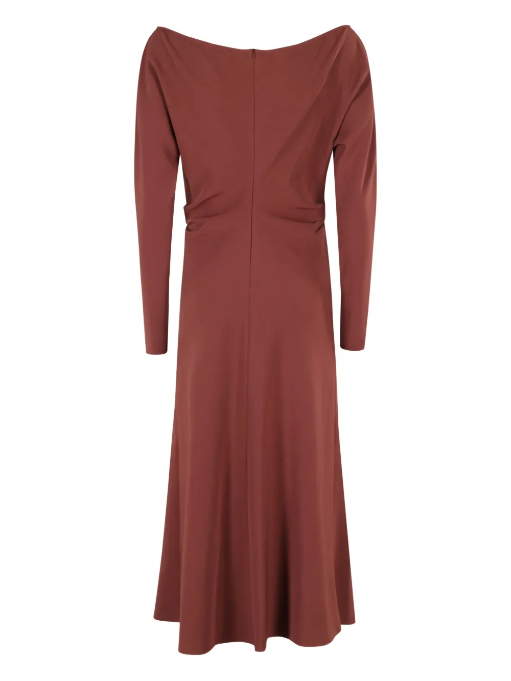 Federica Tosi boat-neck long-sleeve midi dress Bruin