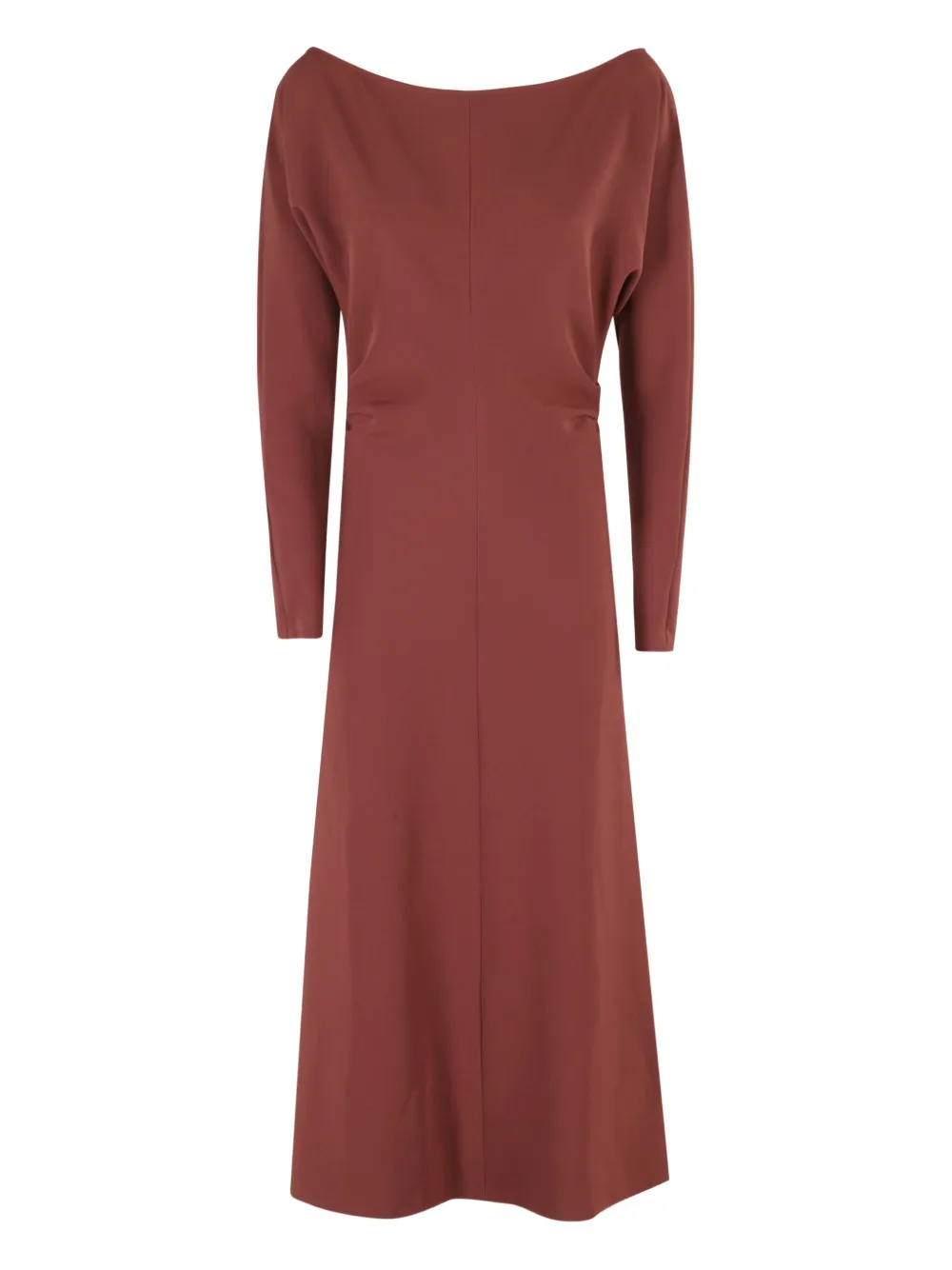 Federica Tosi boat-neck long-sleeve midi dress Bruin