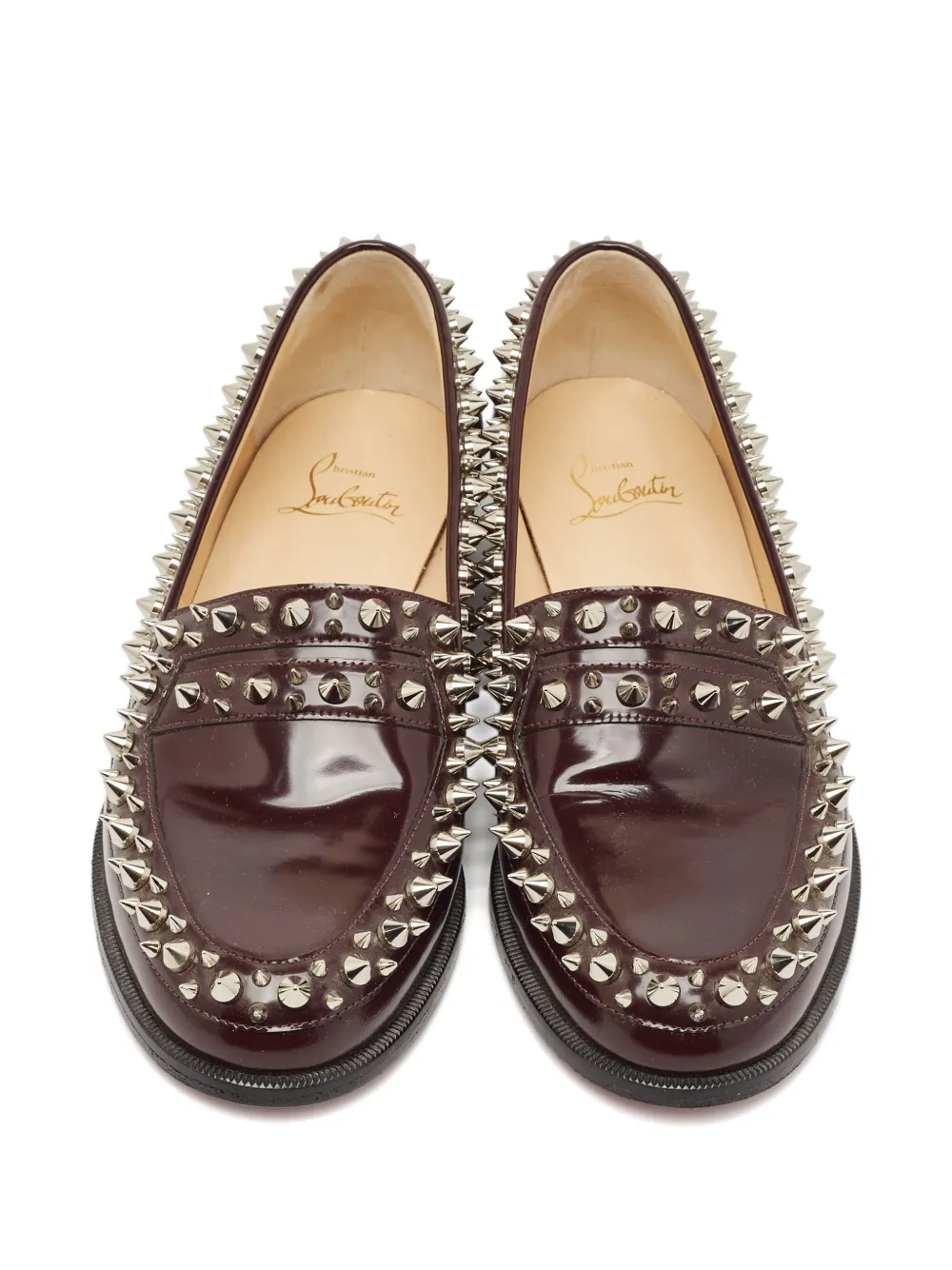 Christian Louboutin Pre-Owned Spike leren loafers - Rood