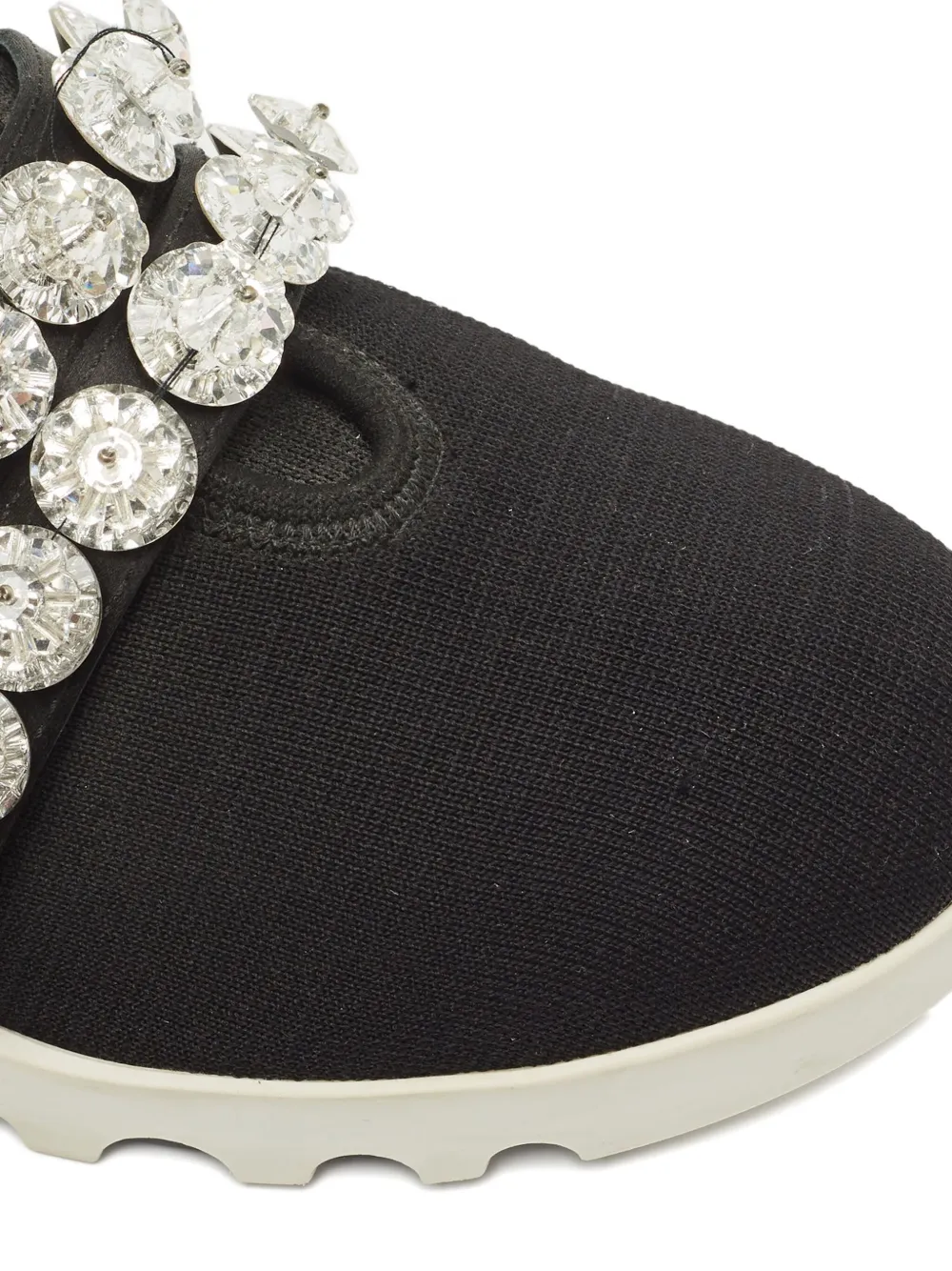 Pre-owned Miu Miu Crystal Knit Sneakers In Black