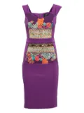 Roberto Cavalli Vintage floral-panel silk mini dress - Purple