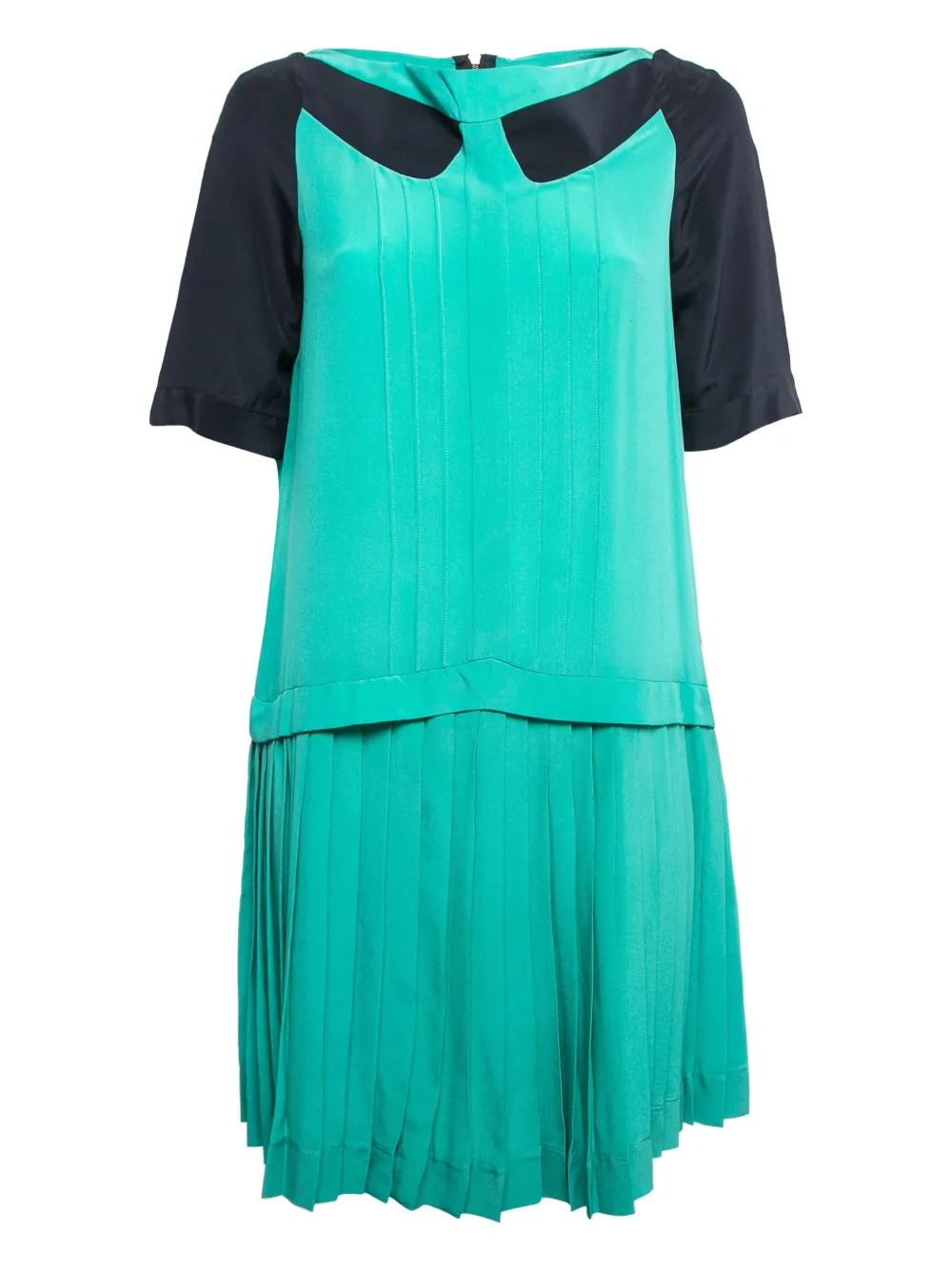 Victoria Victoria Beckham プリーツ シルクドレス - グリーン Victoria Victoria Beckham プリーツ シルクドレス - グリーン