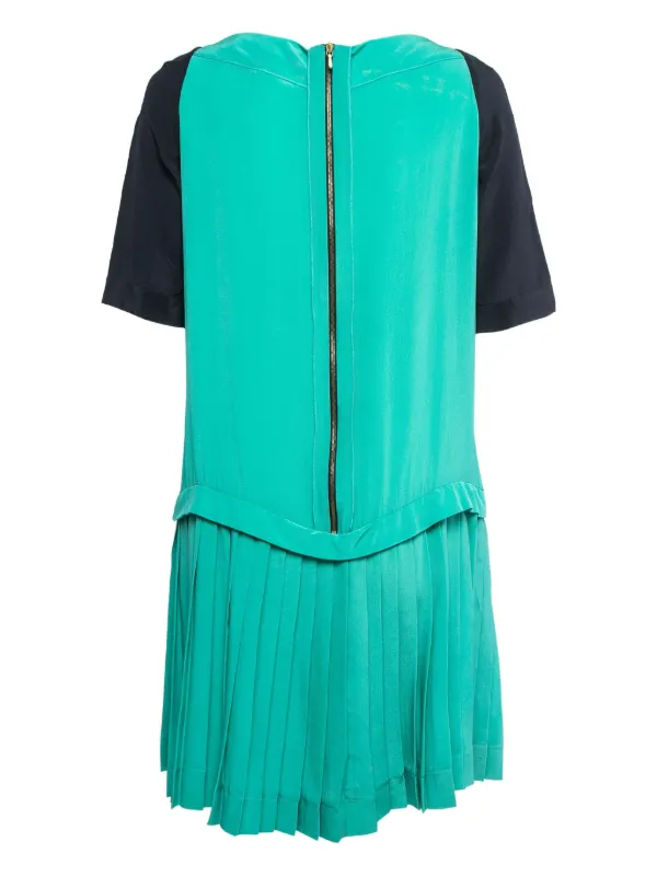 Victoria Beckham Pleated Silk Dress - Green