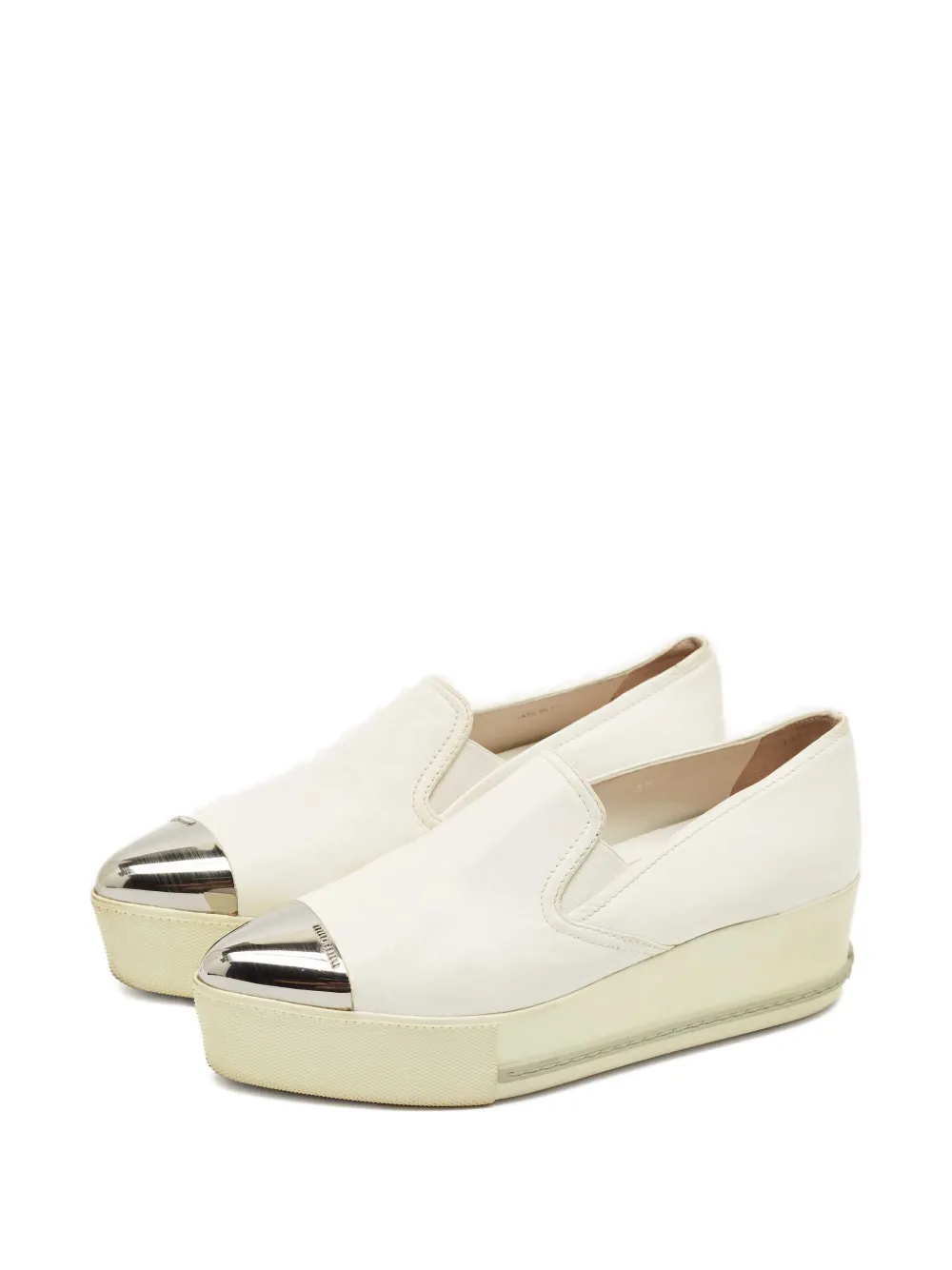MIU MIU Pre-owned Metal-toe Platform Sneakers In White