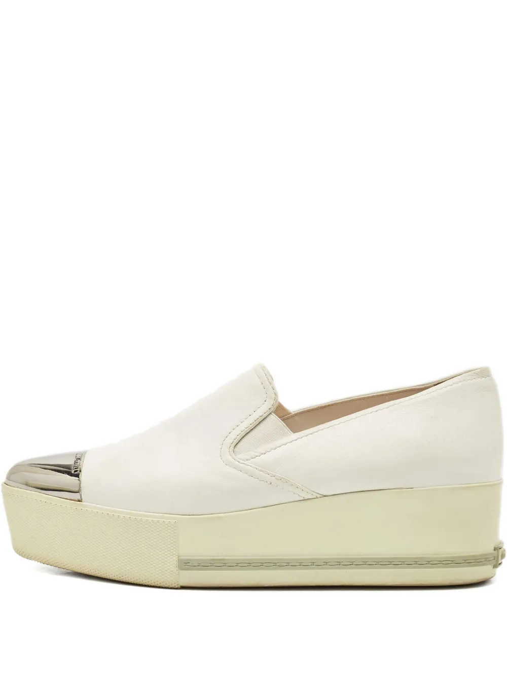 Pre-owned Miu Miu Metal-toe Platform Sneakers In White