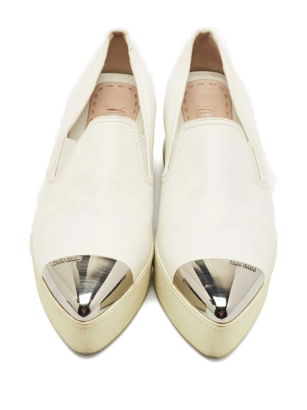 MIU MIU Pre-owned Metal-toe Platform Sneakers In White