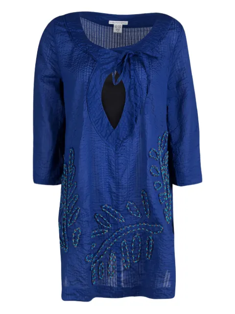 Diane Von Furstenberg Vintage leaf-embroidery drawstring top