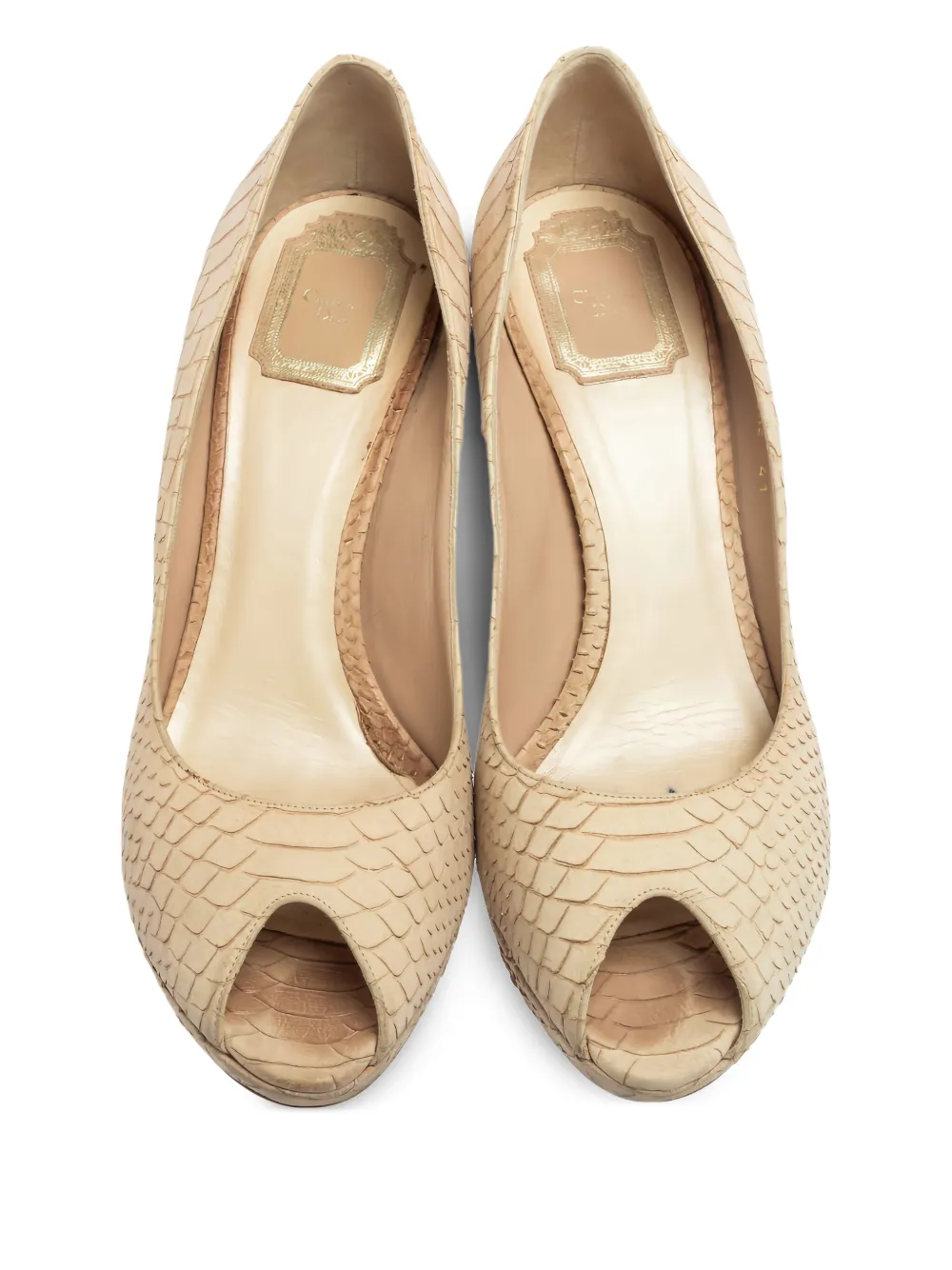 Christian Dior Pre-Owned 120 mm pumps met python-reliëf - Beige