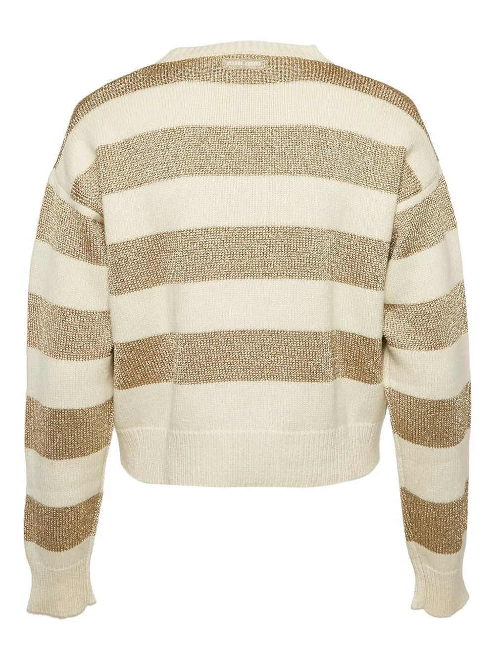 Pre-owned Miu Miu Striped Metallic-detail Sweater In Neutral