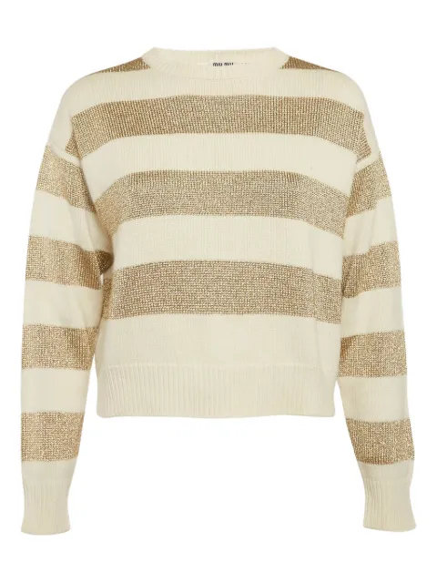 Miu Miu Pre-Owned striped metallic-detail sweater