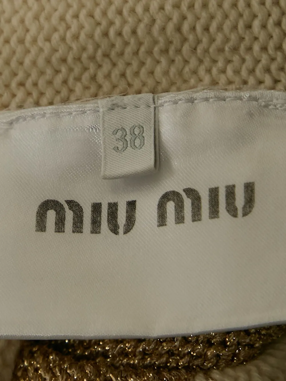 Pre-owned Miu Miu Striped Metallic-detail Sweater In Neutral