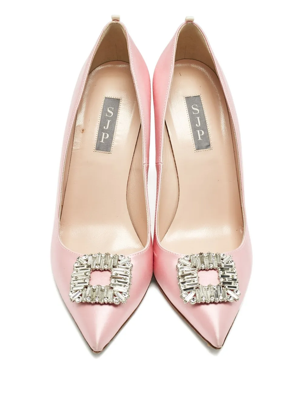 SJP BY SARAH JESSICA PARKER Pre-owned 105mm Crystal-buckle Satin Pumps In Pink
