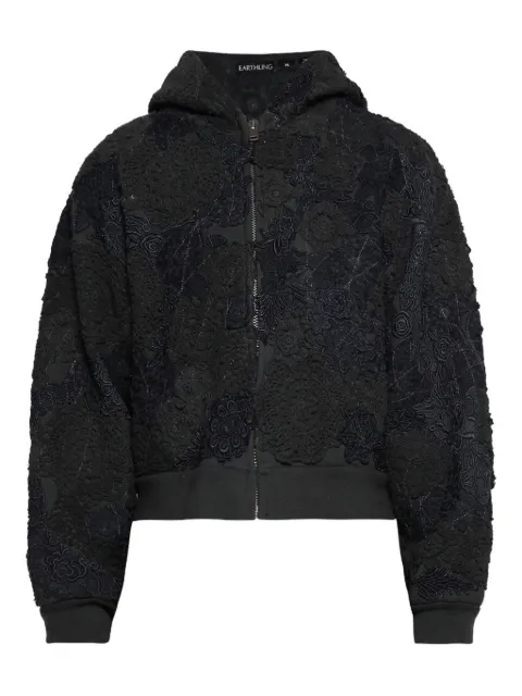 EARTHLING VIP floral-embroidered zip-up hoodie