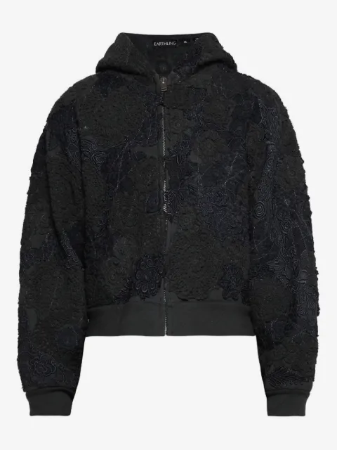 EARTHLING VIP floral-embroidered zip-up hoodie