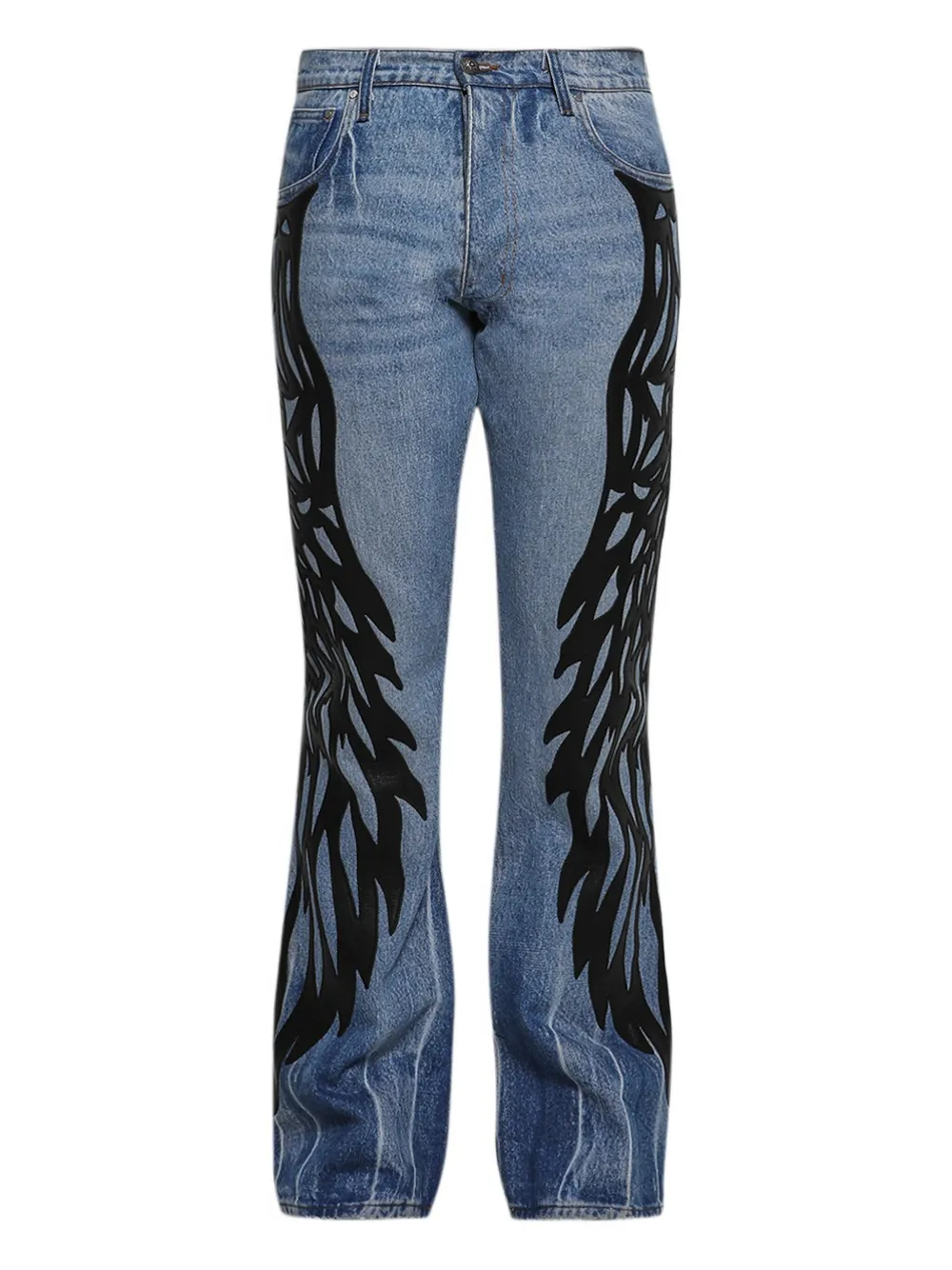 EARTHLING VIP five-pocket wing-print jeans - ブルー EARTHLING VIP five-pocket wing-print jeans - ブルー