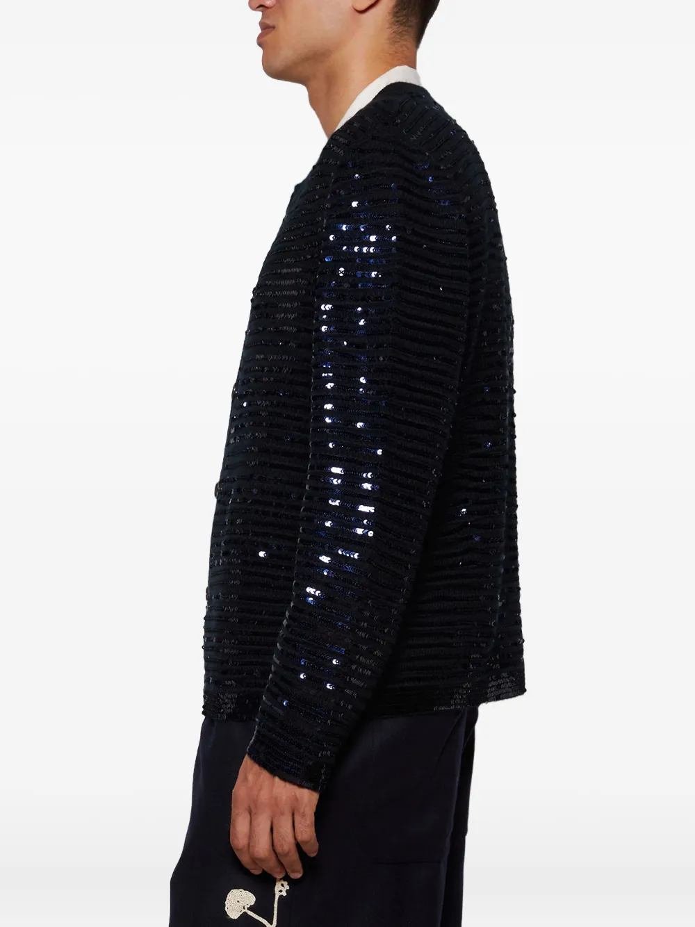Bode Sequin Spotlight Cardigan In Black