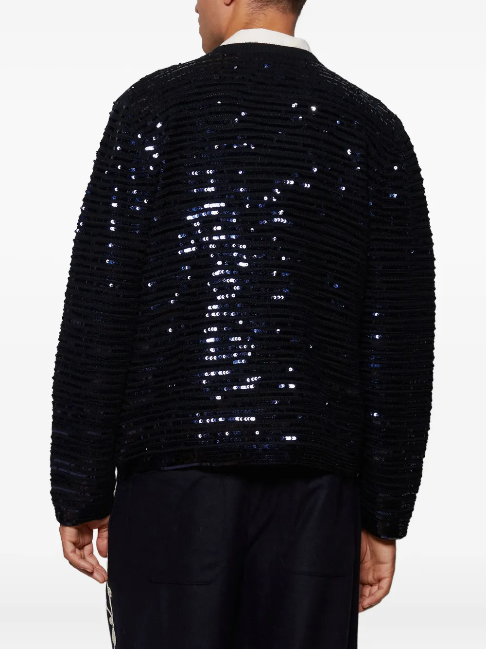 Bode Sequin Spotlight Cardigan In Black