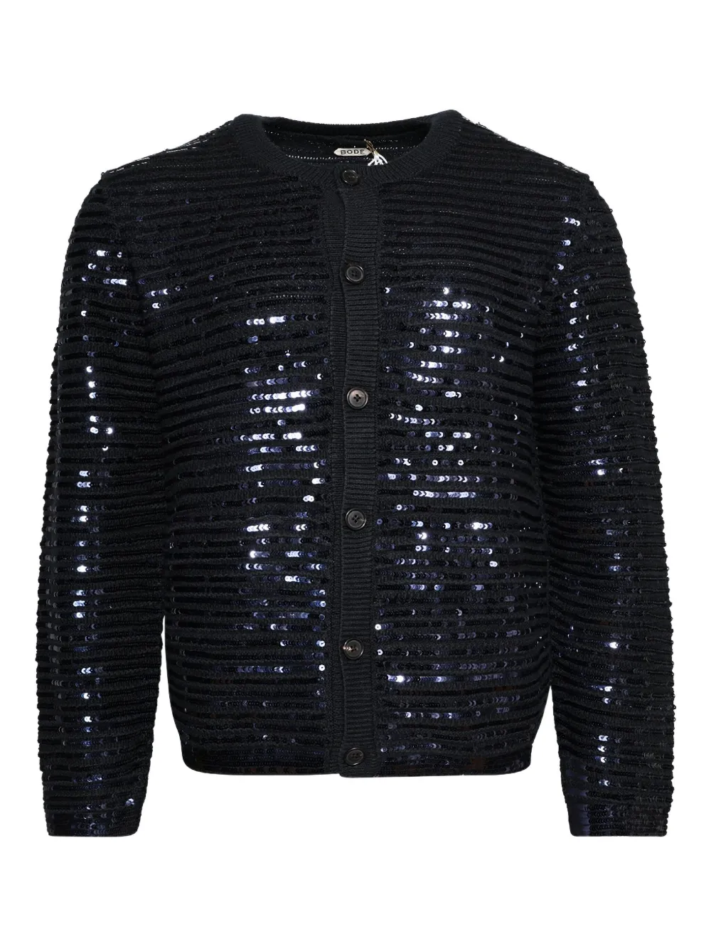 Bode Sequin Spotlight Cardigan In Black