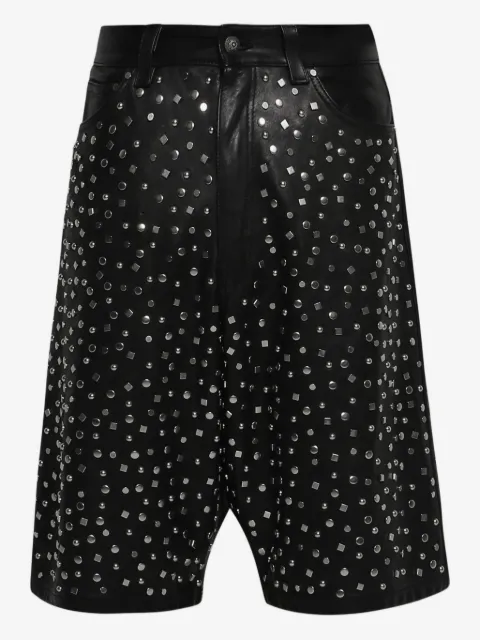 EARTHLING VIP leather stud-embellished shorts