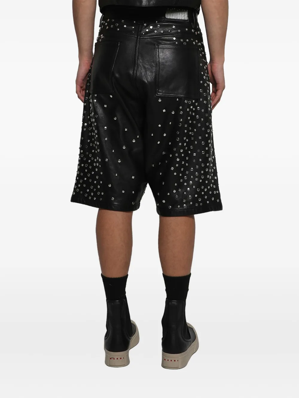Earthling Vip Leather Stud-embellished Shorts In Multi