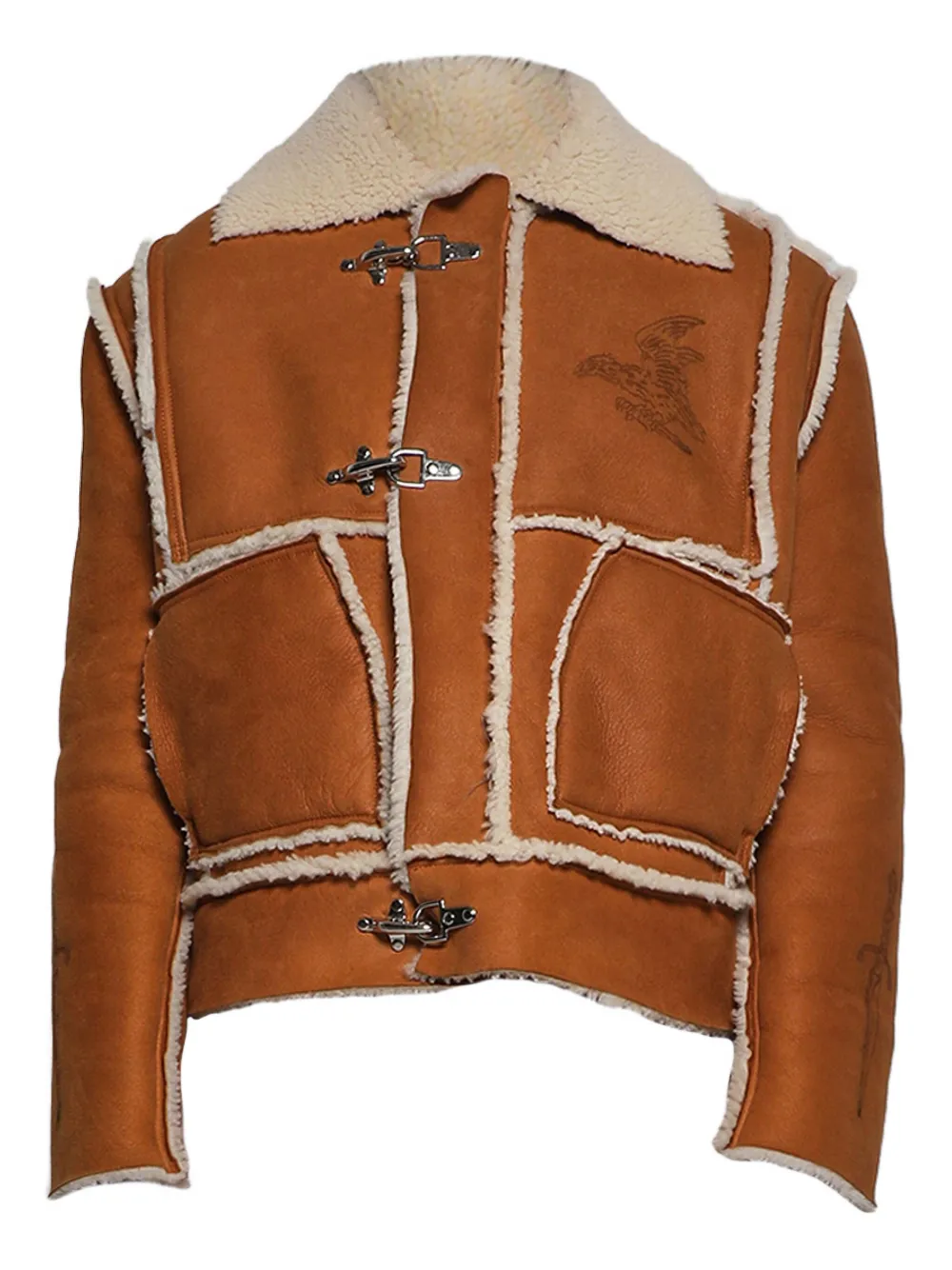 EARTHLING VIP shearling eagle-print jacket - ブラウン EARTHLING VIP shearling eagle-print jacket - ブラウン