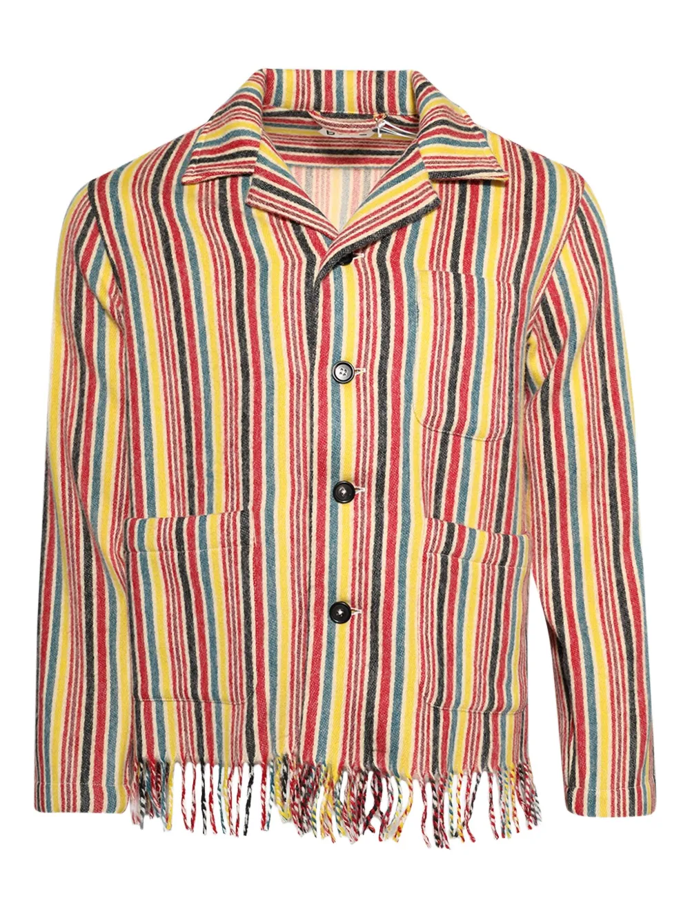 BODE sobrecamisa a rayas con flecos | amarillo | Image 1