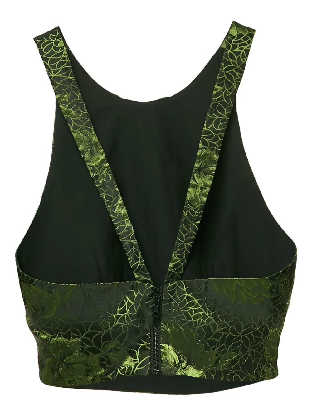 Pre-owned Alice And Olivia Floral-pattern Crop Top In Green