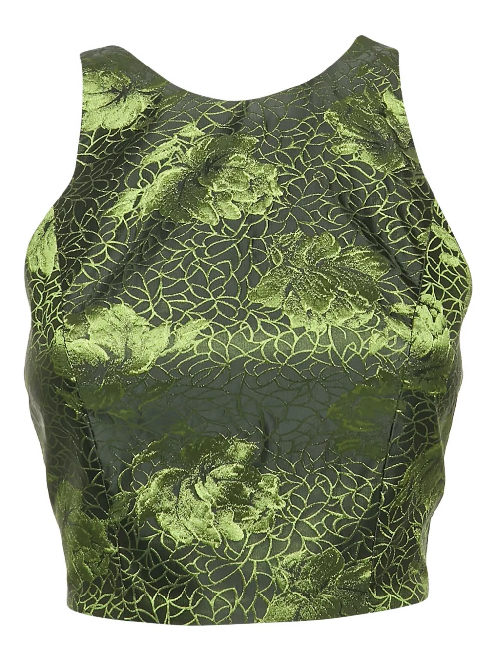 Pre-owned Alice And Olivia Floral-pattern Crop Top In Green