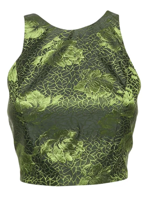 alice + olivia floral-pattern crop top