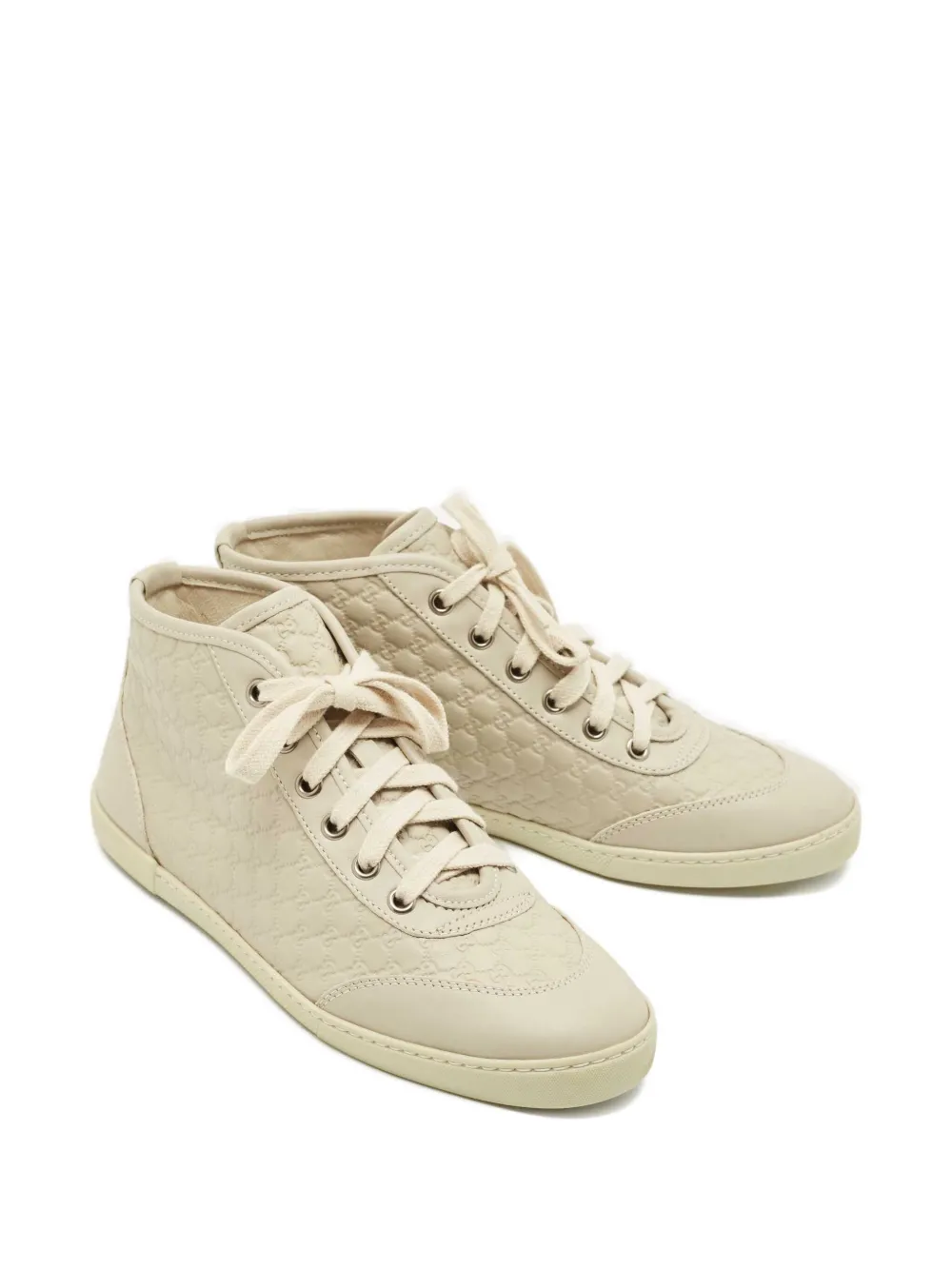 Gucci Pre-Owned Gewatteerde leren high-top sneakers - Beige