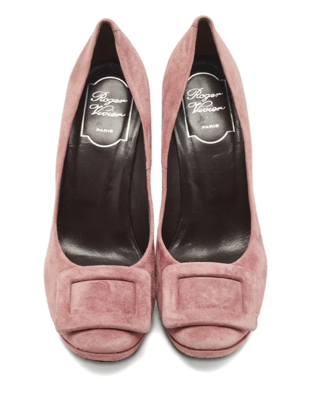 Pre-owned Roger Vivier Vintage 125mm Suede Buckle Pumps In Purple