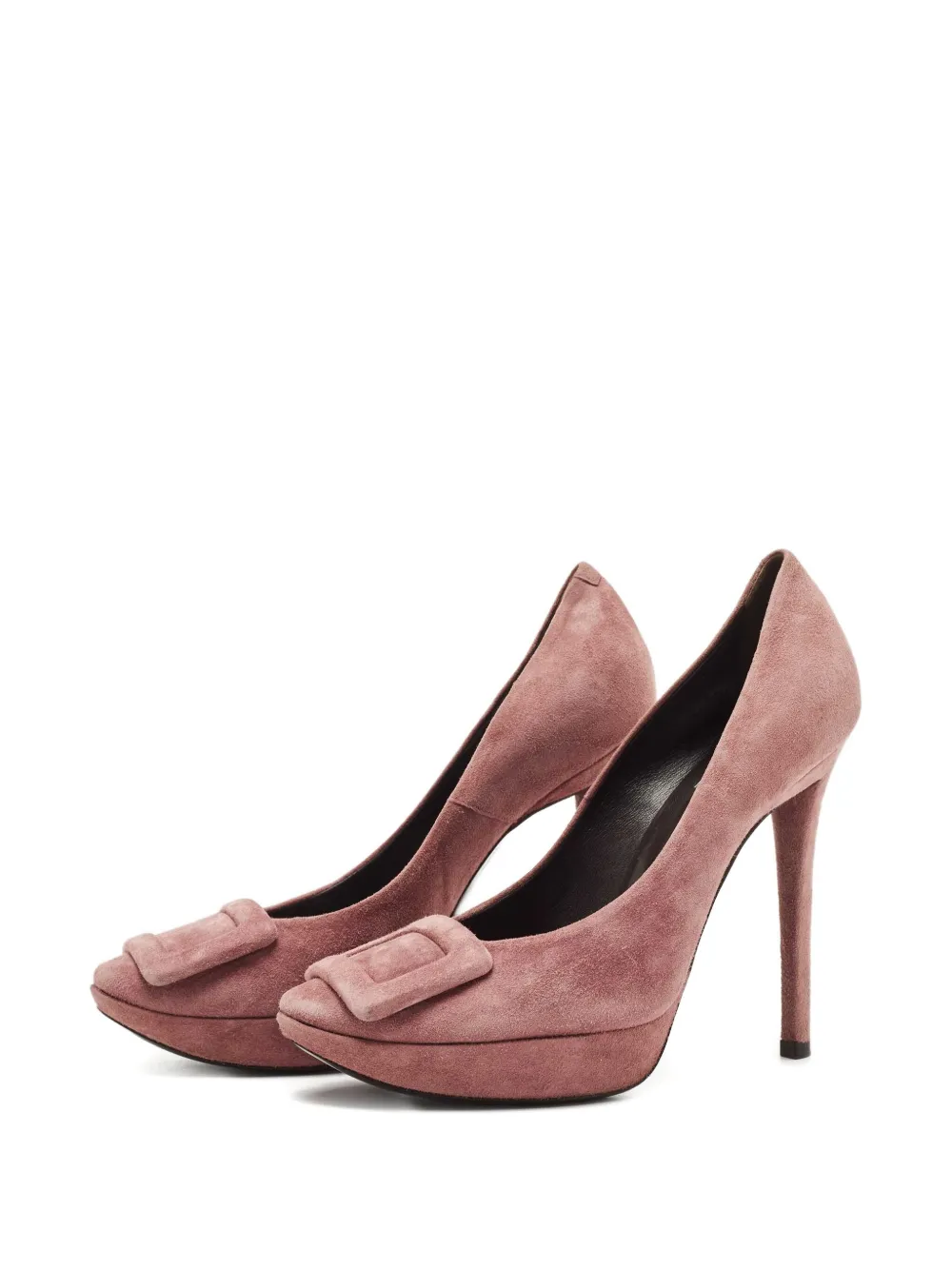 Pre-owned Roger Vivier Vintage 125mm Suede Buckle Pumps In Purple