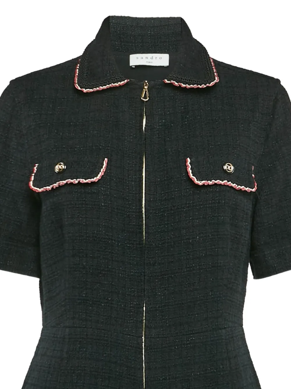 SANDRO Tweed playsuit met zak - Zwart