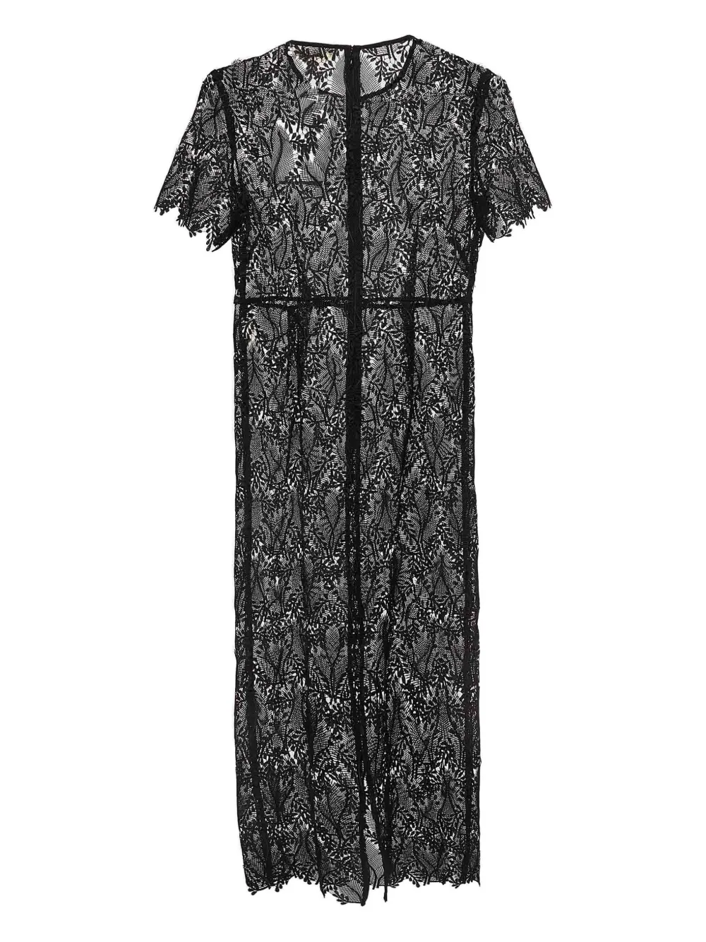 Diane Von Furstenberg Vintage Midi-jurk met bloemenkant - Zwart